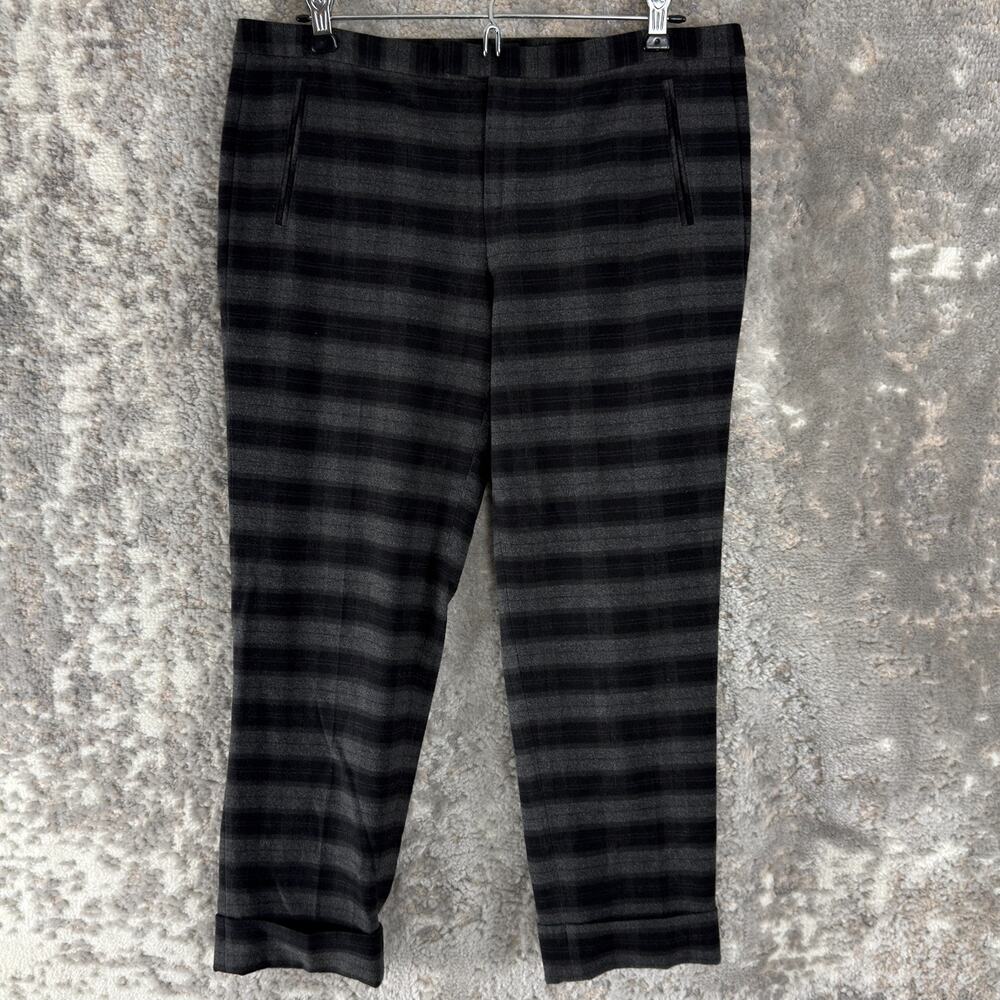 ATM Size 6 Ankle‎ Striped Straight Leg Pants Black Button Zip Casual